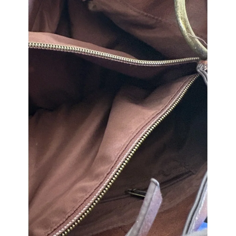 Faux Leather Brown Purse Bag with Woven Details Laptop Bag 14